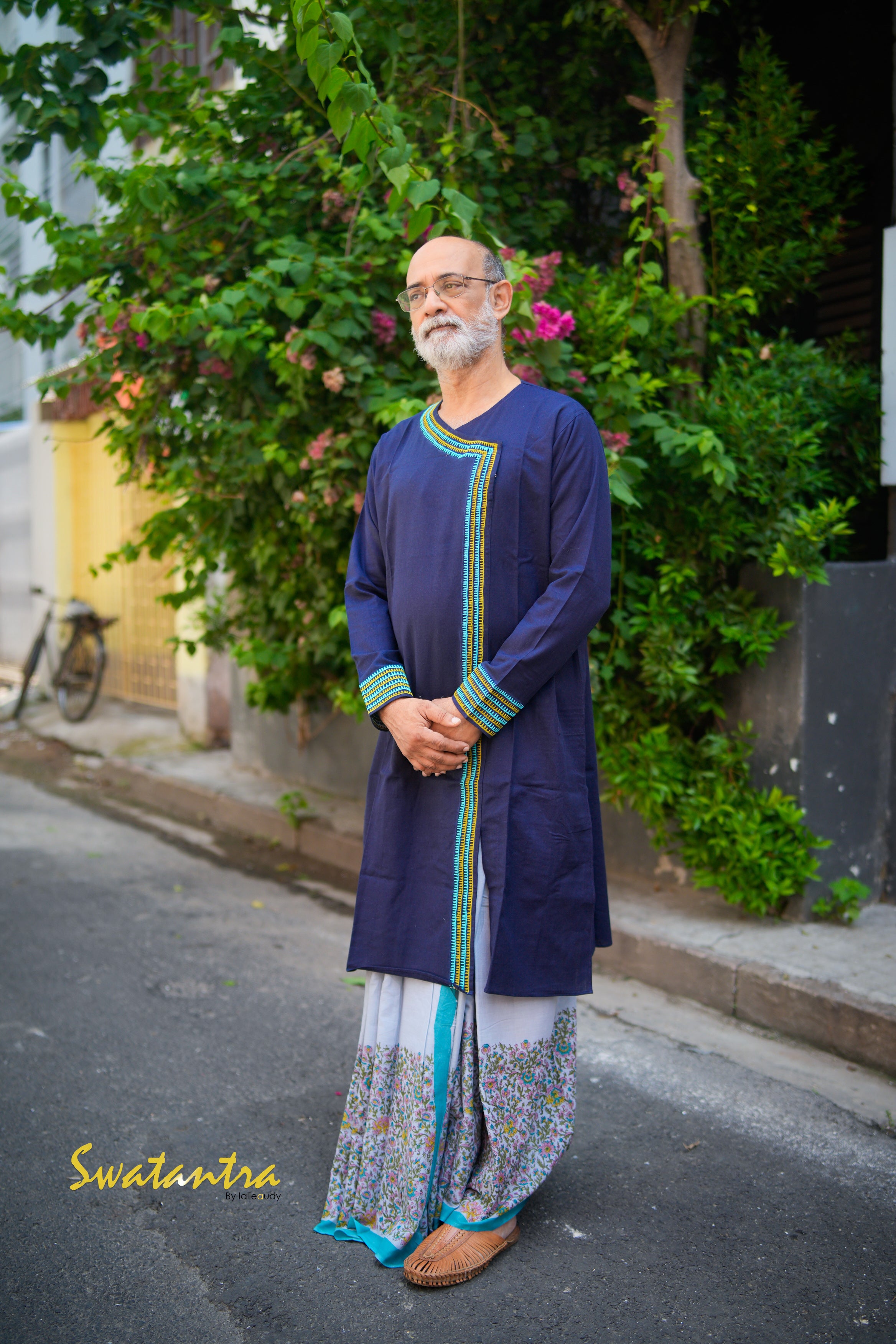 NAVY BLUE-ASH DRDEB AUDY - DHOTI