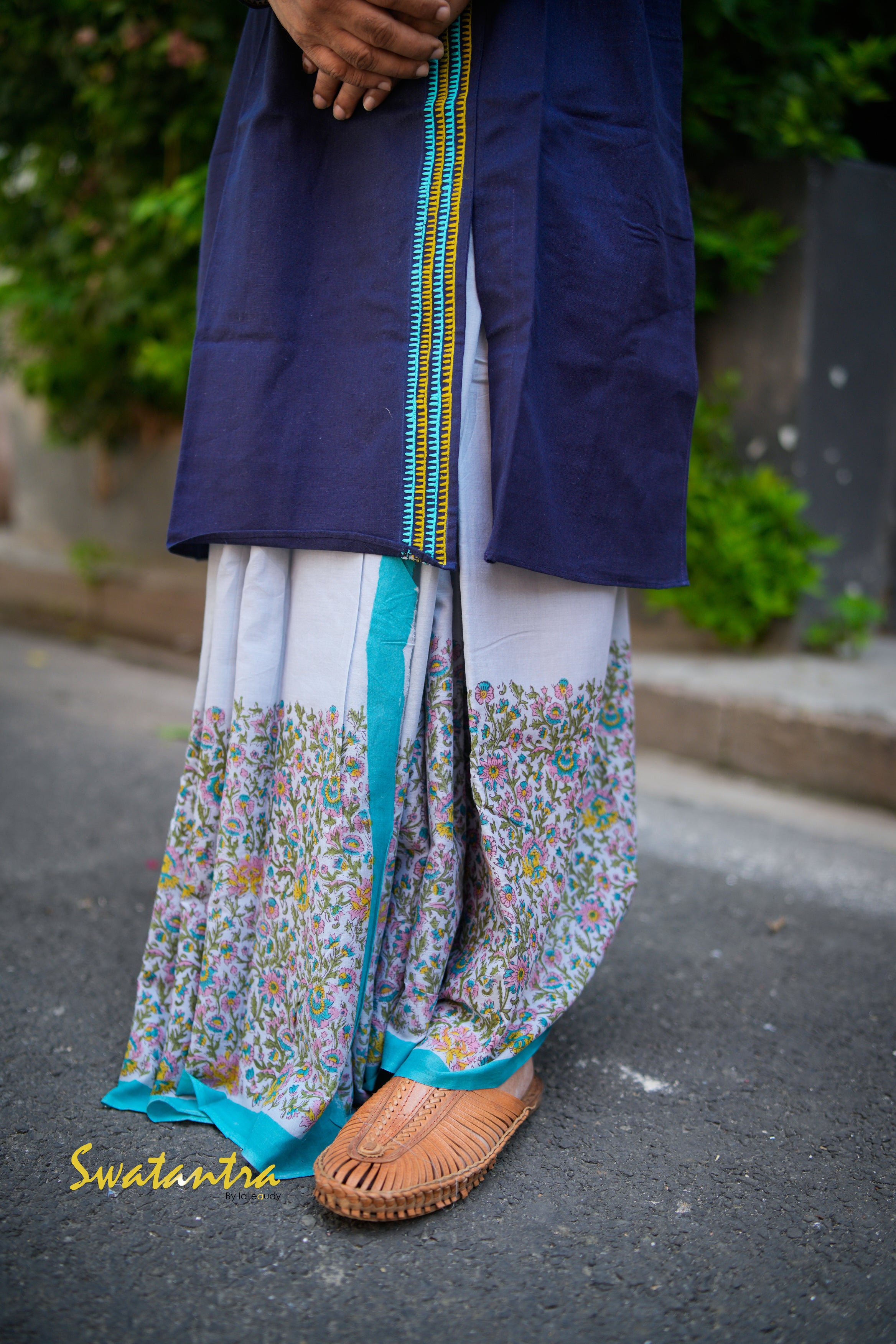 NAVY BLUE-ASH DRDEB AUDY - DHOTI