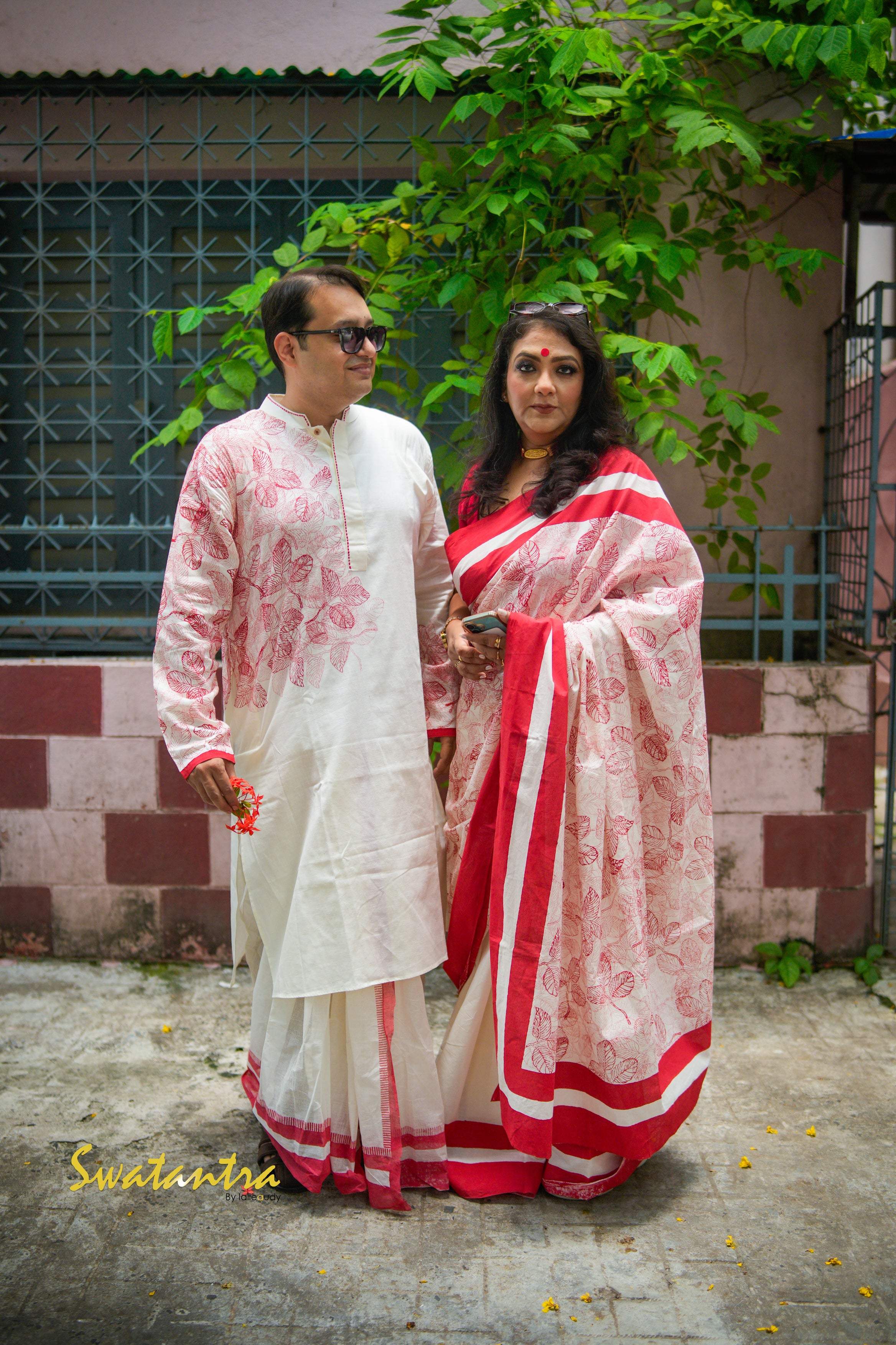 OFFWHITE RED LALIE-SSR COTTON KURTA