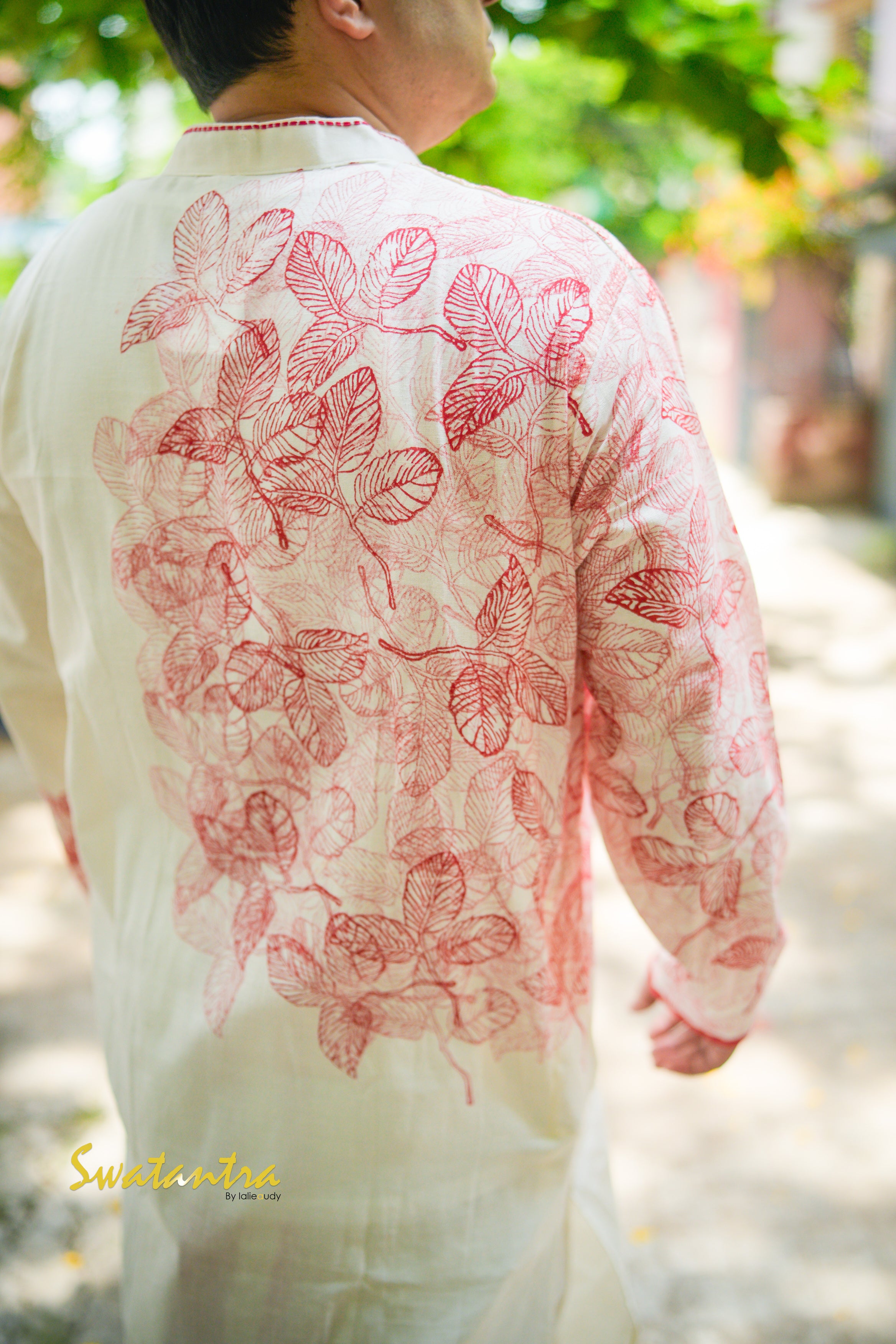 OFFWHITE RED LALIE-SSR COTTON KURTA