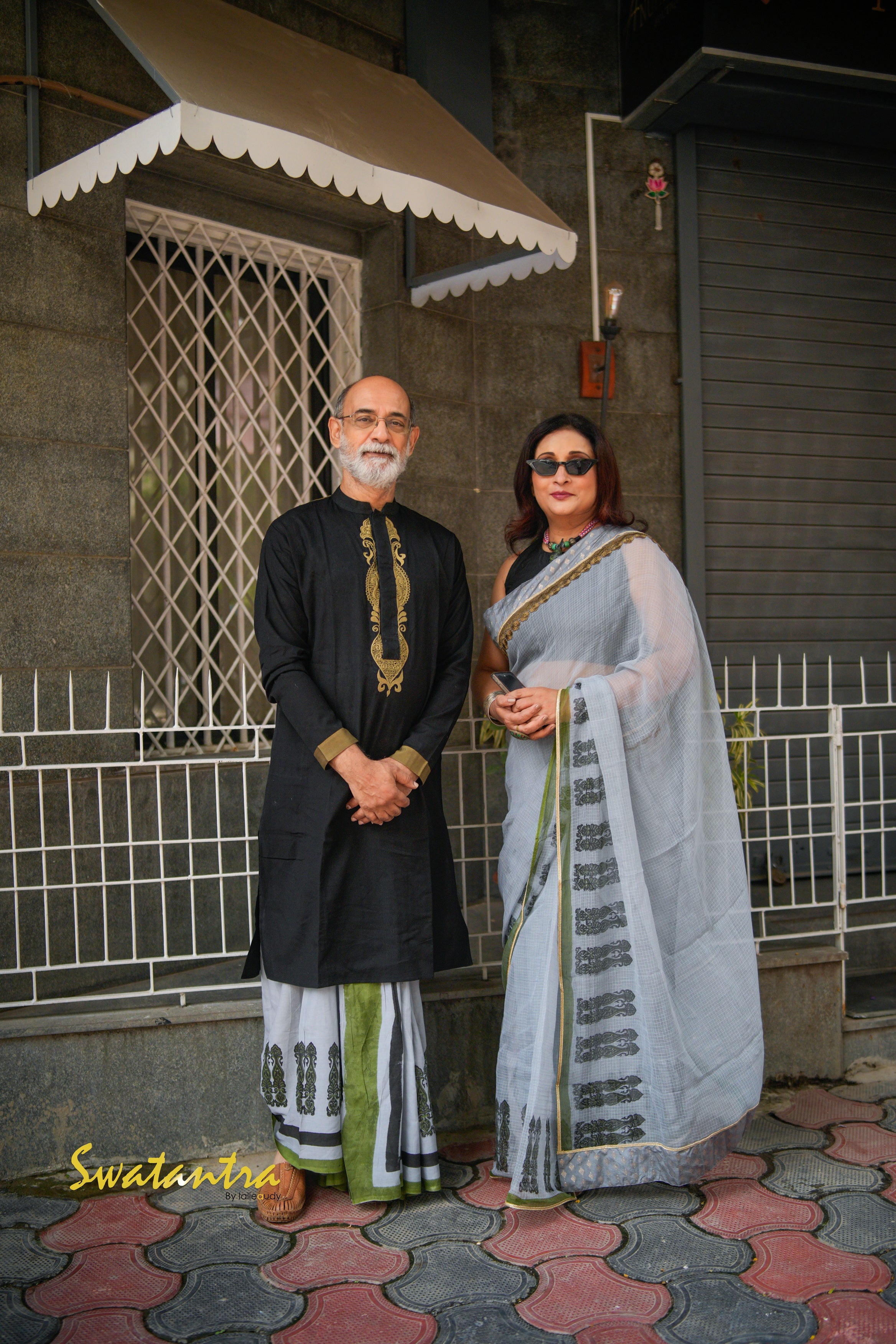 GREEN OFFWHITE DRDEB-AUDY- DHOTI