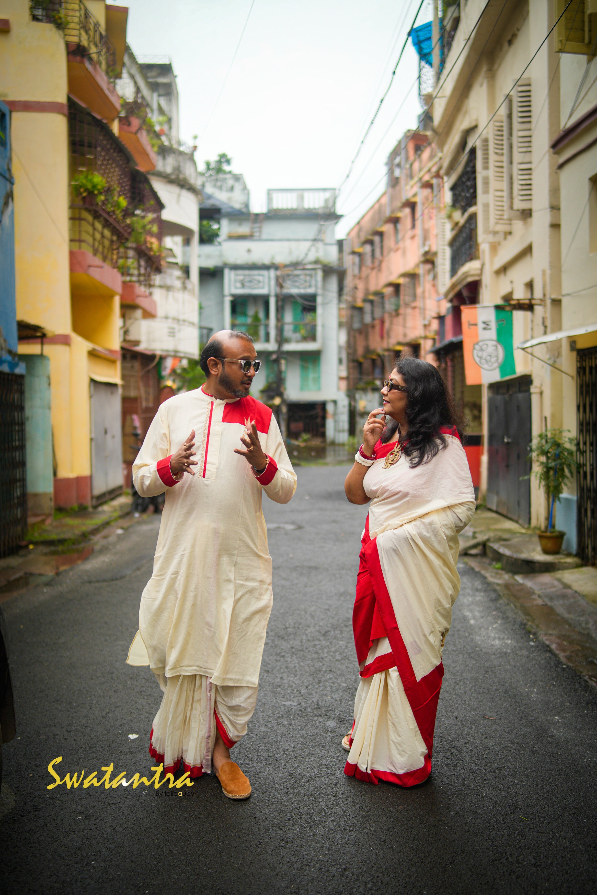 LALIE SAPTARSHI OFFWHITE-RED - DHOTI