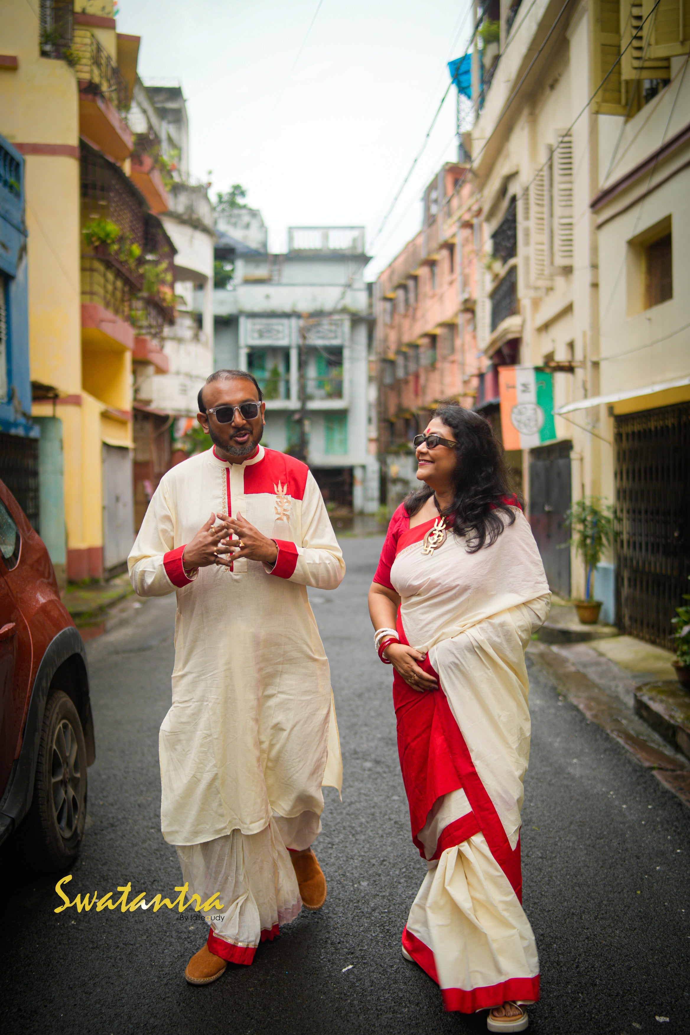 LALIE SAPTARSHI OFFWHITE-RED - DHOTI