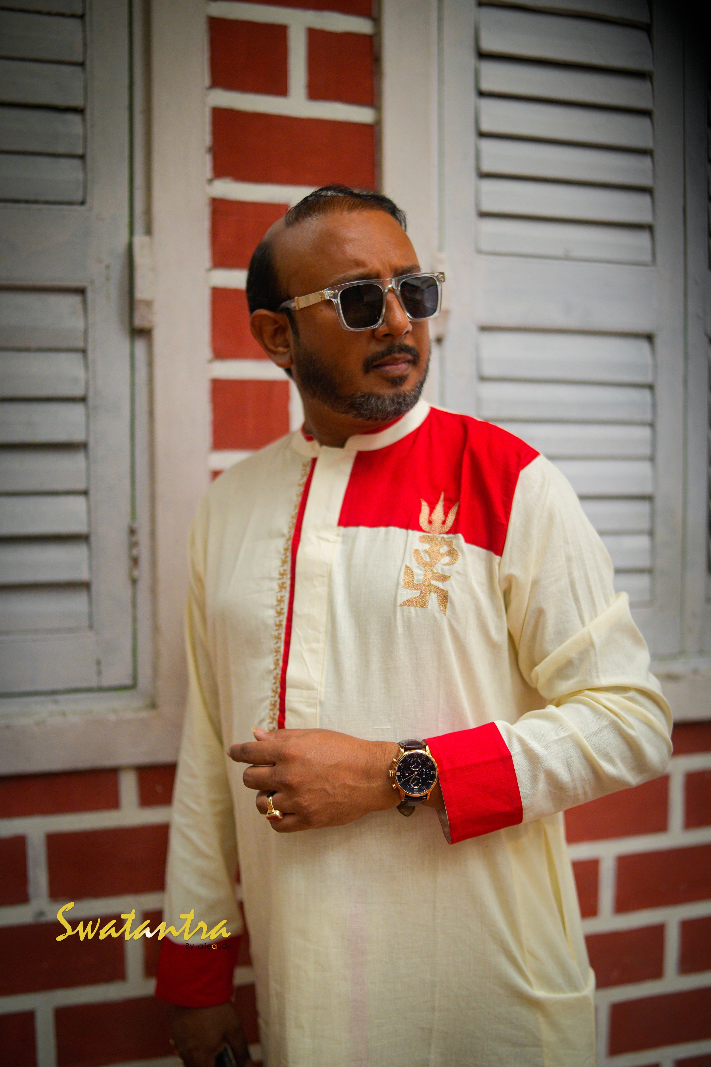 LALIE SAPTARSHI OFFWHITE-RED - KURTA