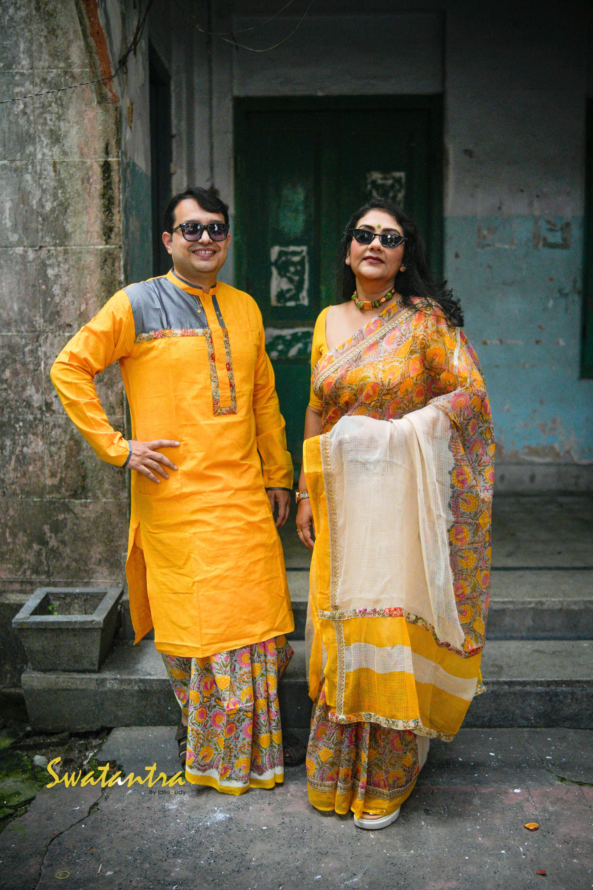 YELLOW OFFWHITE SSR-LALIE-DHOTI