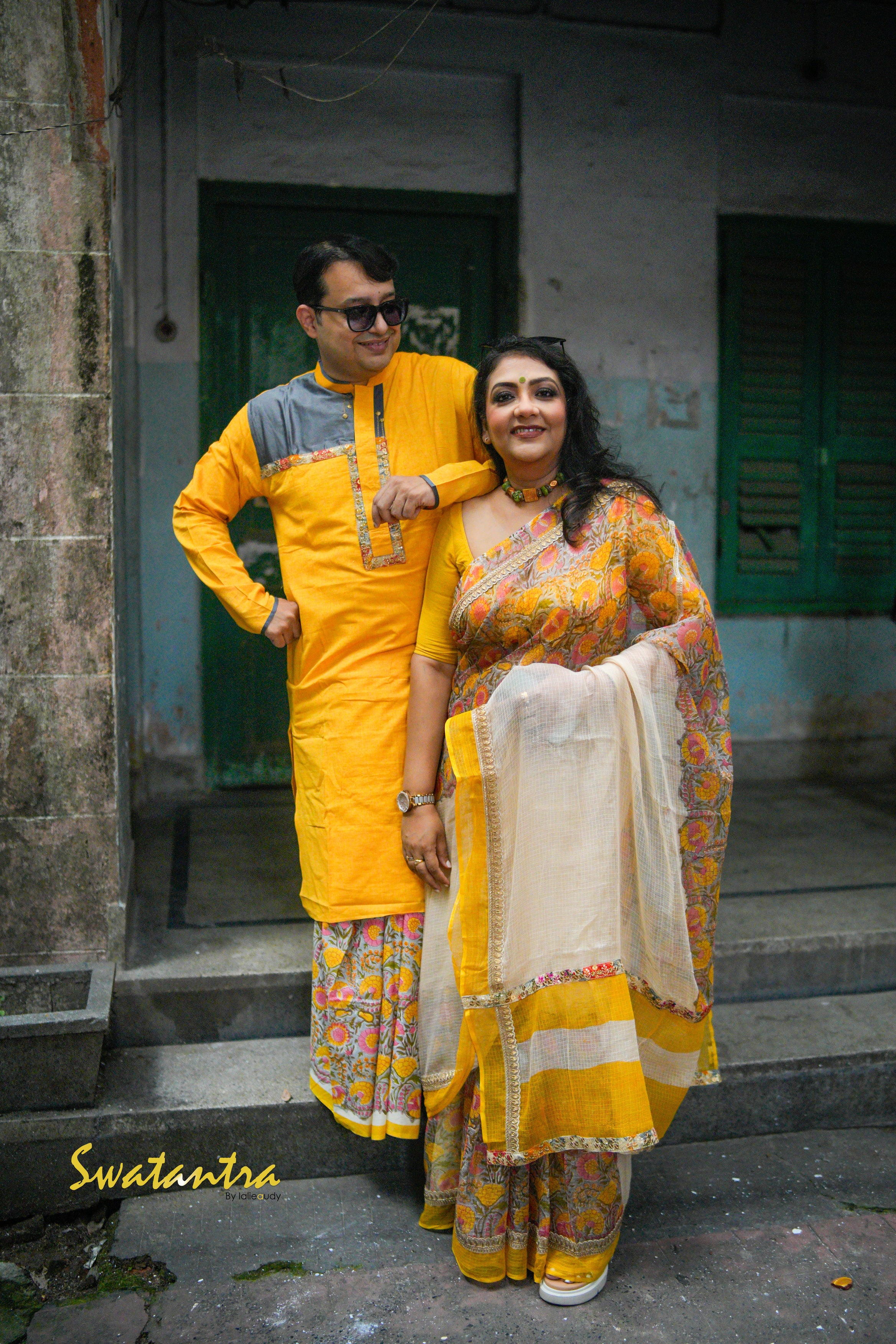 YELLOW OFFWHITE SSR-LALIE-SAREE