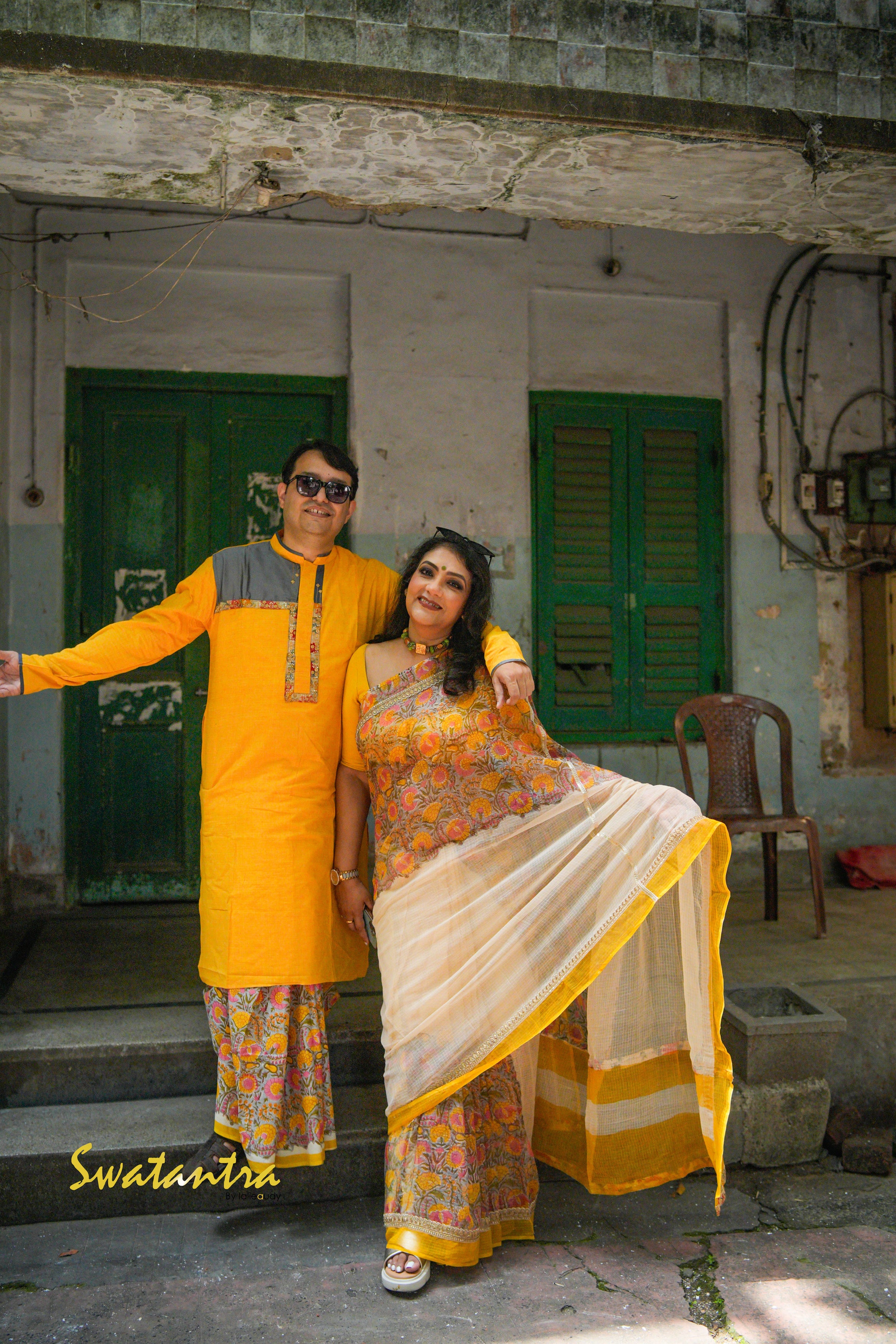 YELLOW OFFWHITE SSR-LALIE-DHOTI