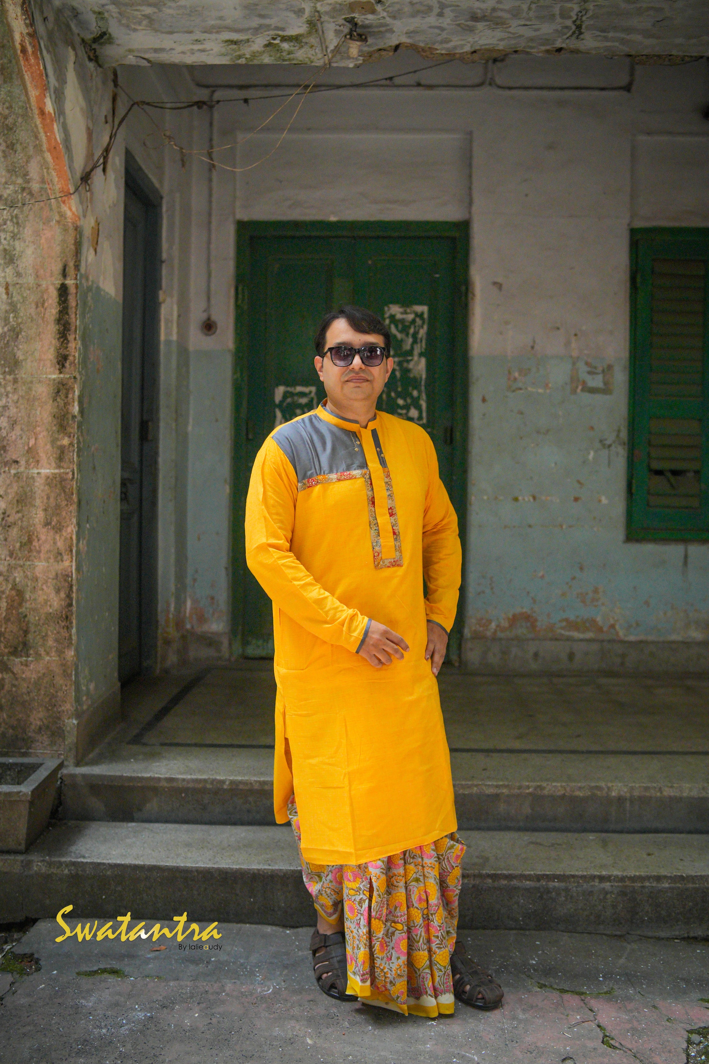 YELLOW OFFWHITE SSR-LALIE-DHOTI