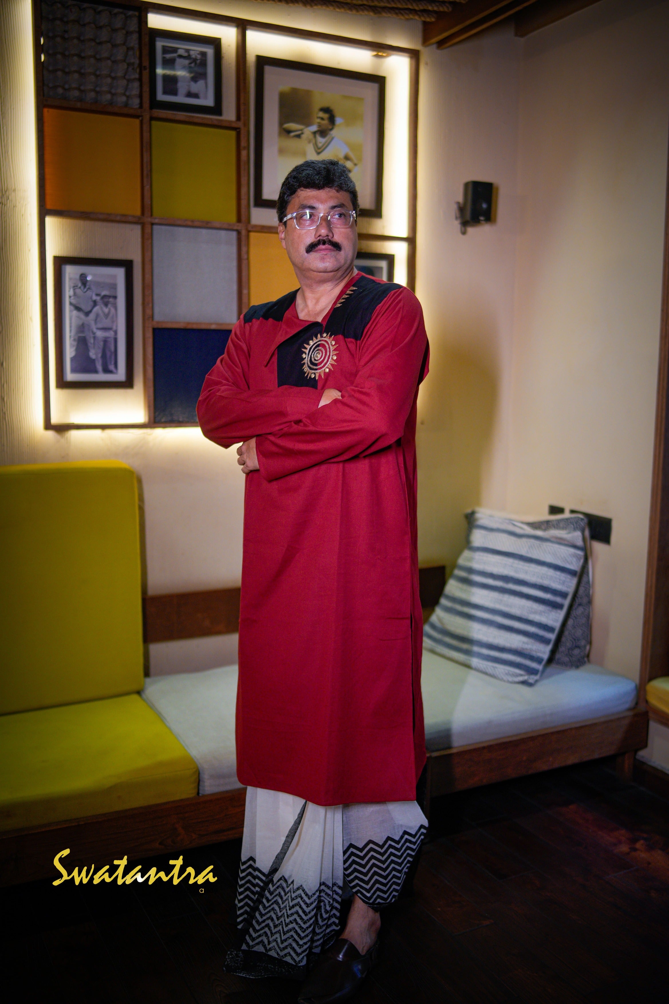 GK MAROON BLACK ANJAN - DHOTI