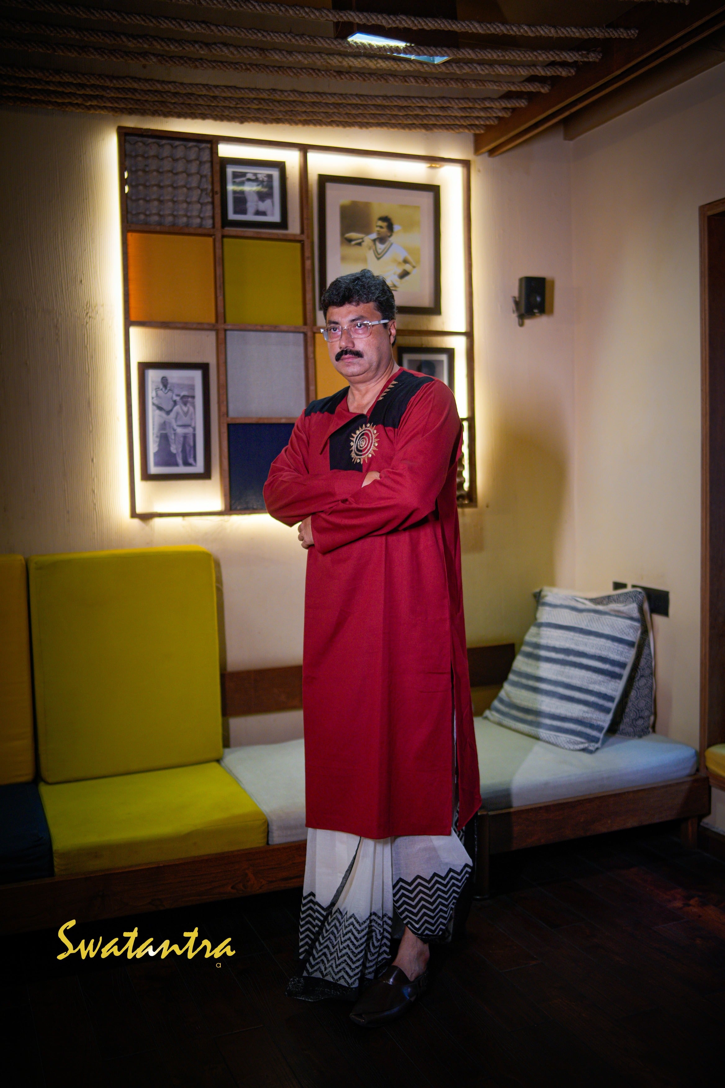 GK MAROON BLACK ANJAN - KURTA