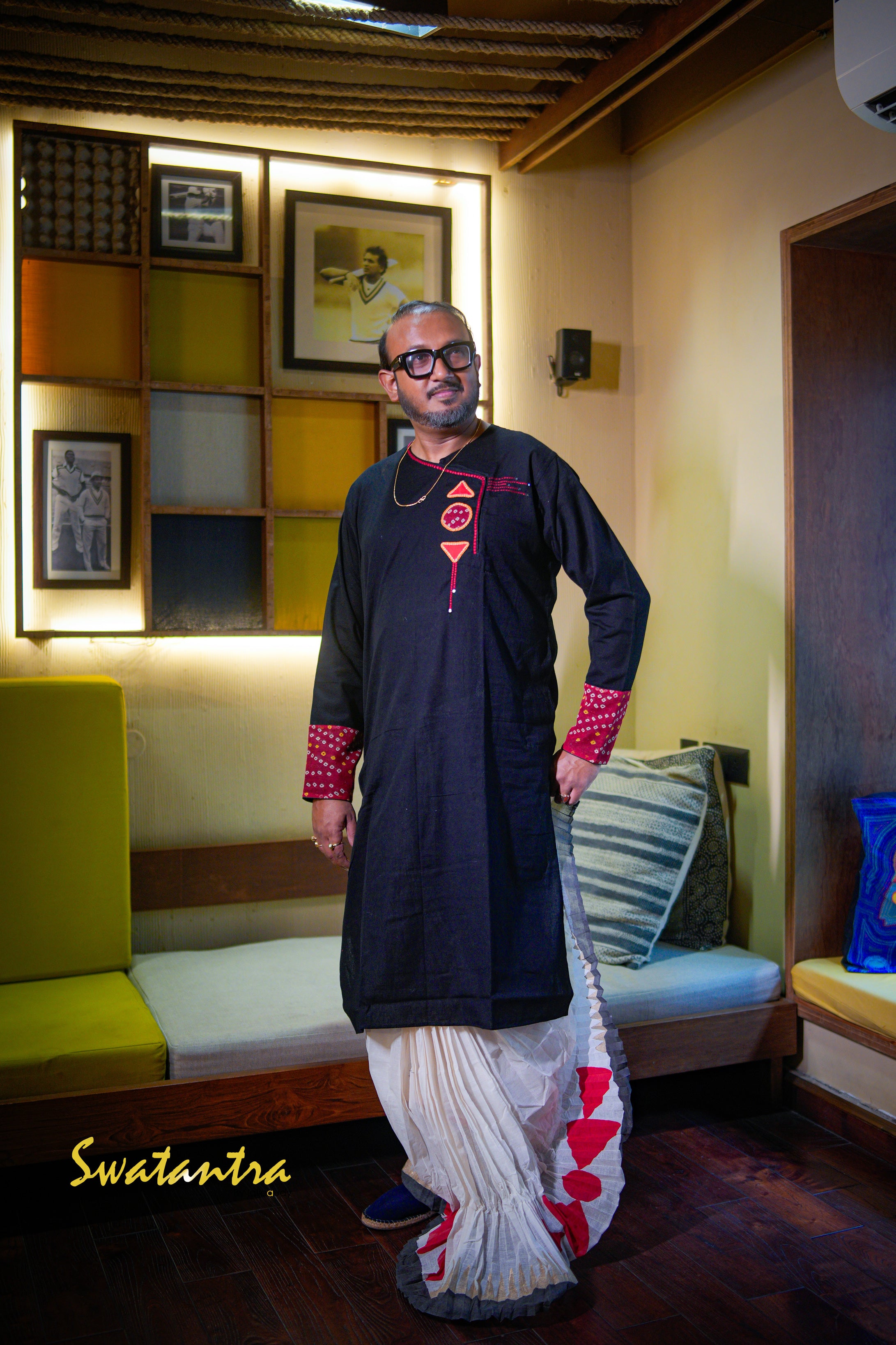 GK BLACK-RED DR.SAPTARSHI - DHOTI