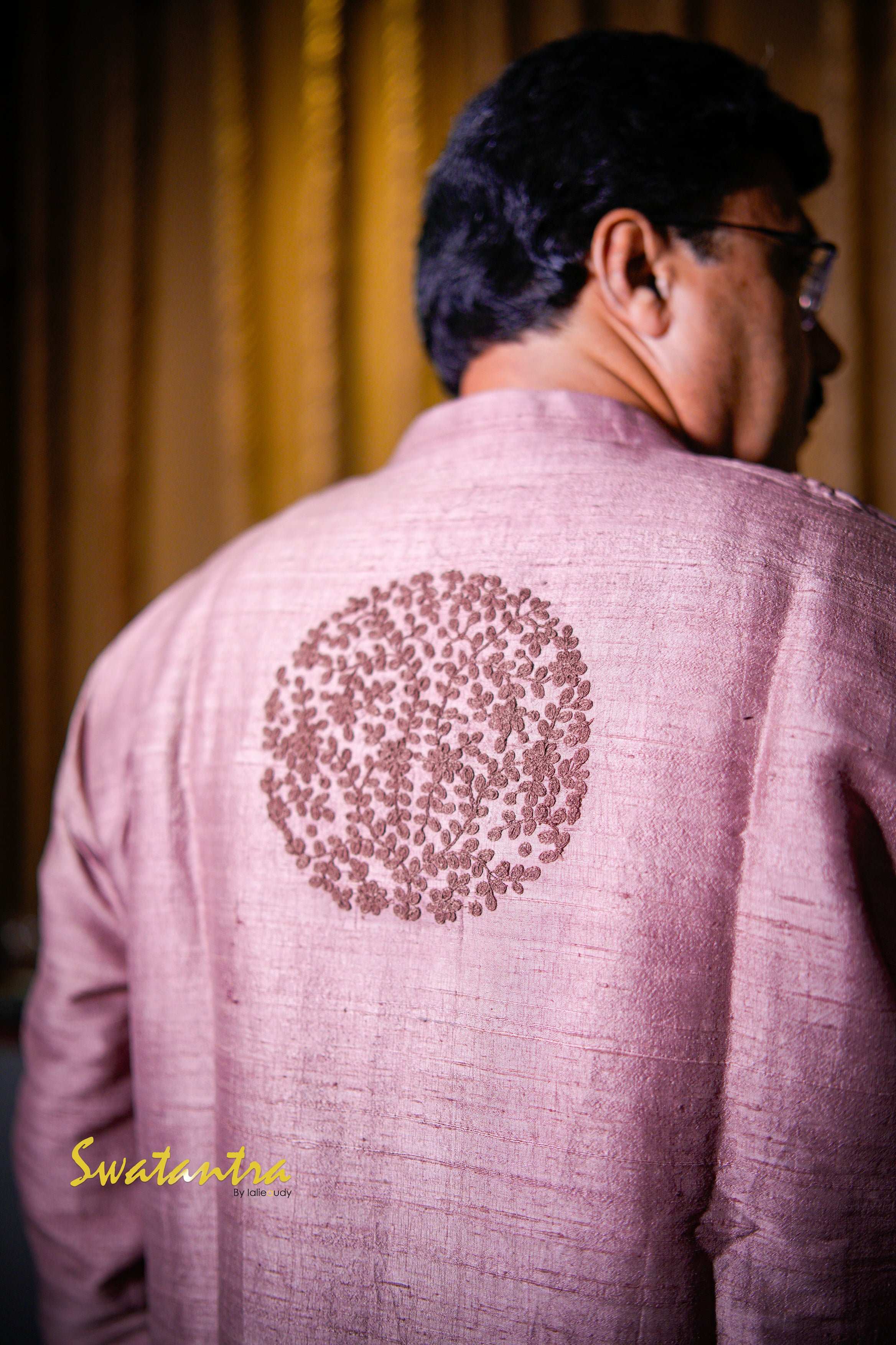 GK BROWN SHADED RAW SILK ANJAN - KURTA