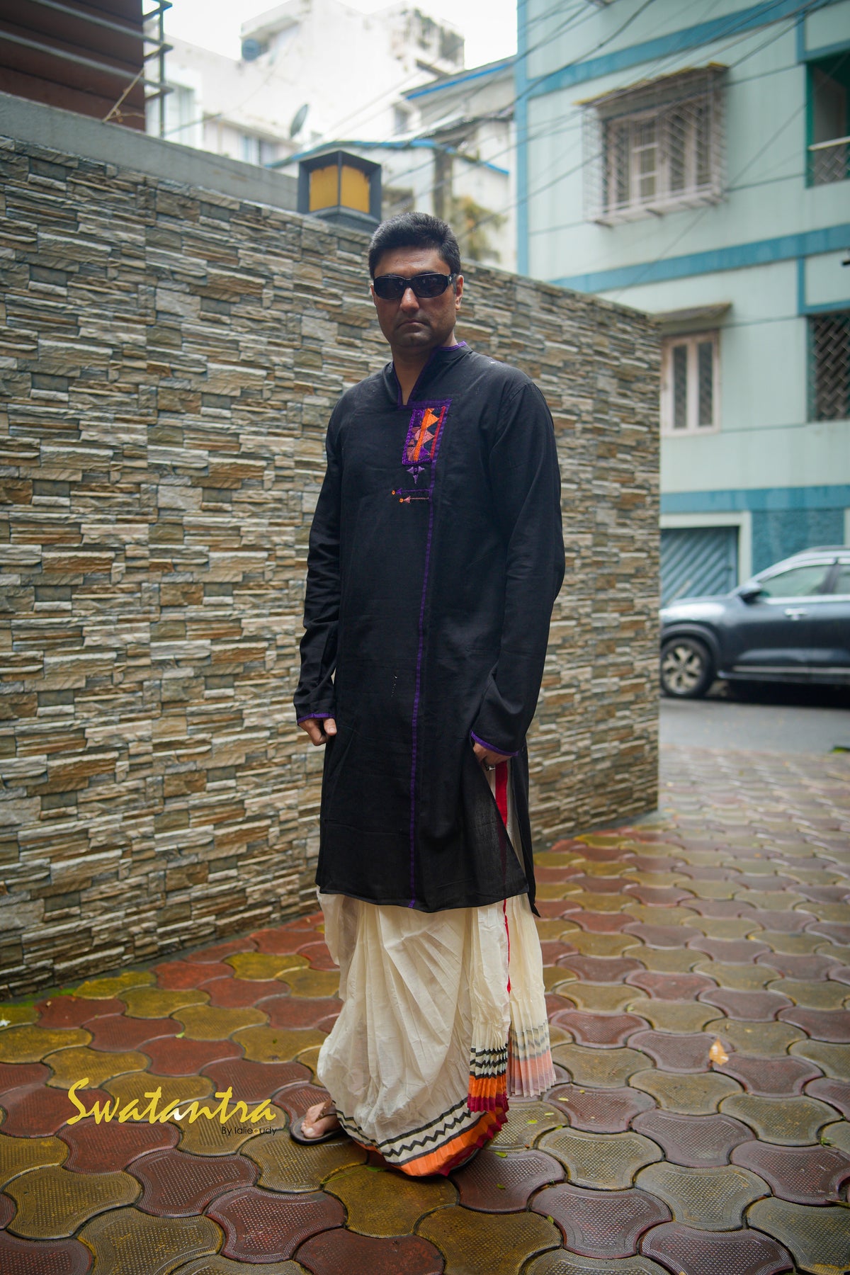 GK BLACK KATHIAWARI RONODEB DHOTI