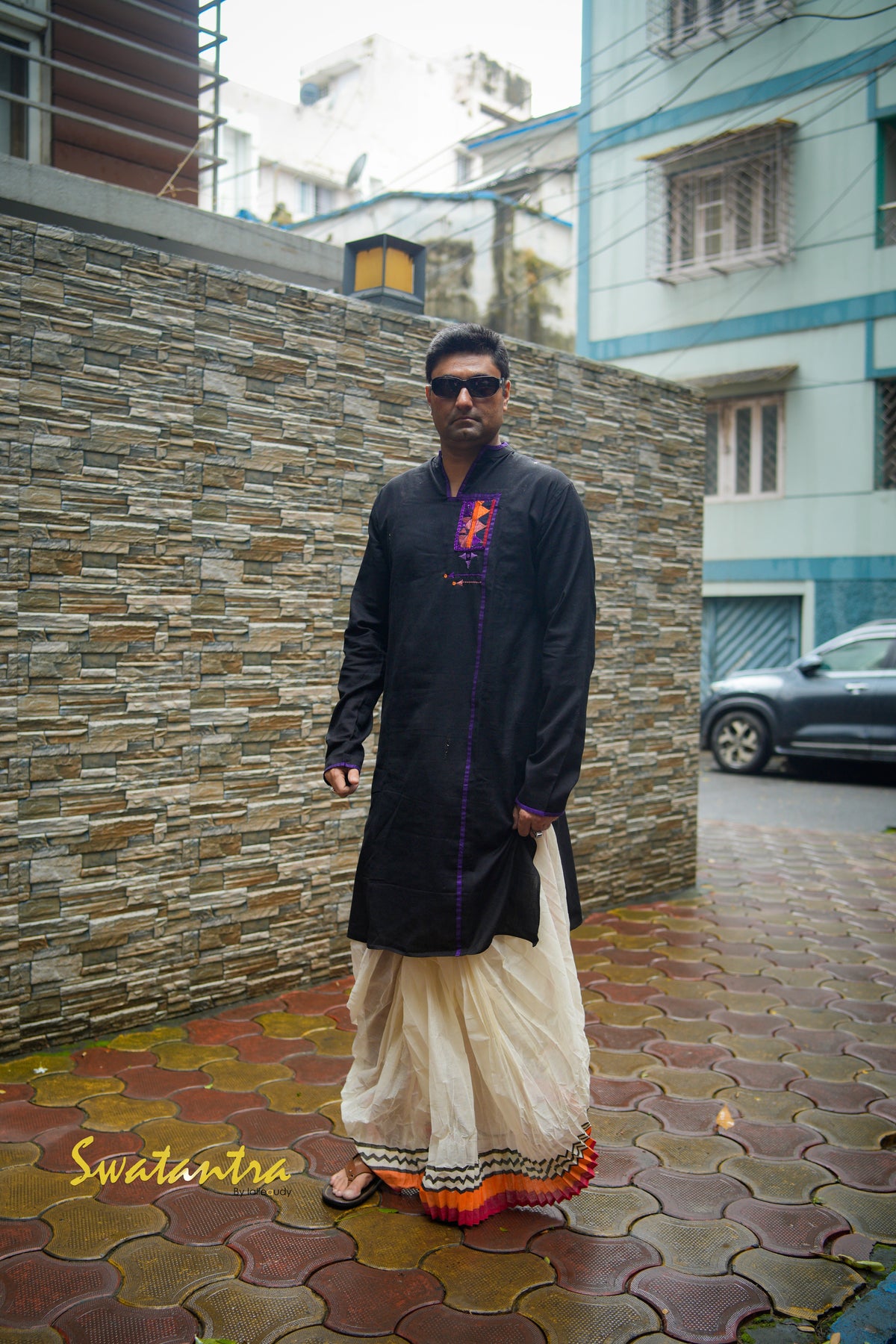 GK BLACK KATHIAWARI RONODEB KURTA