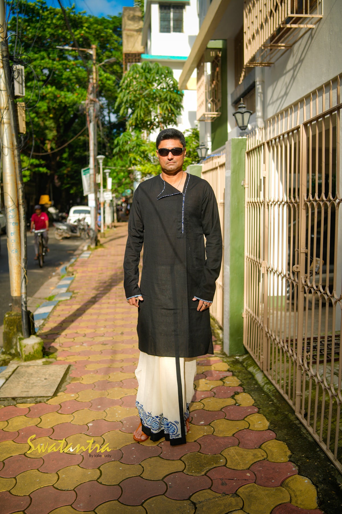 GK BLACK APPLIQUE RONODEB DHOTI