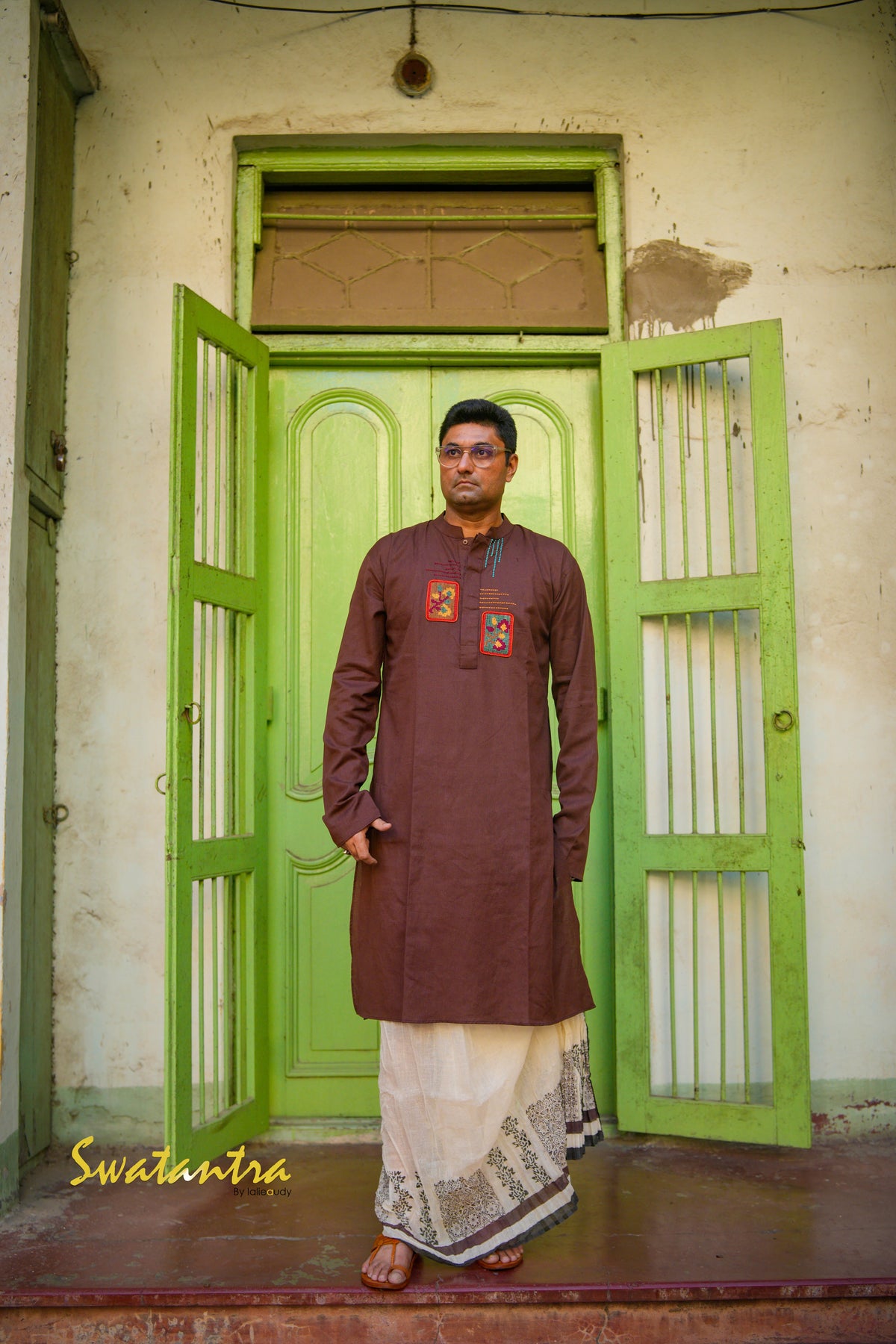 GK BROWN PATCHWORK RANADEB KURTA