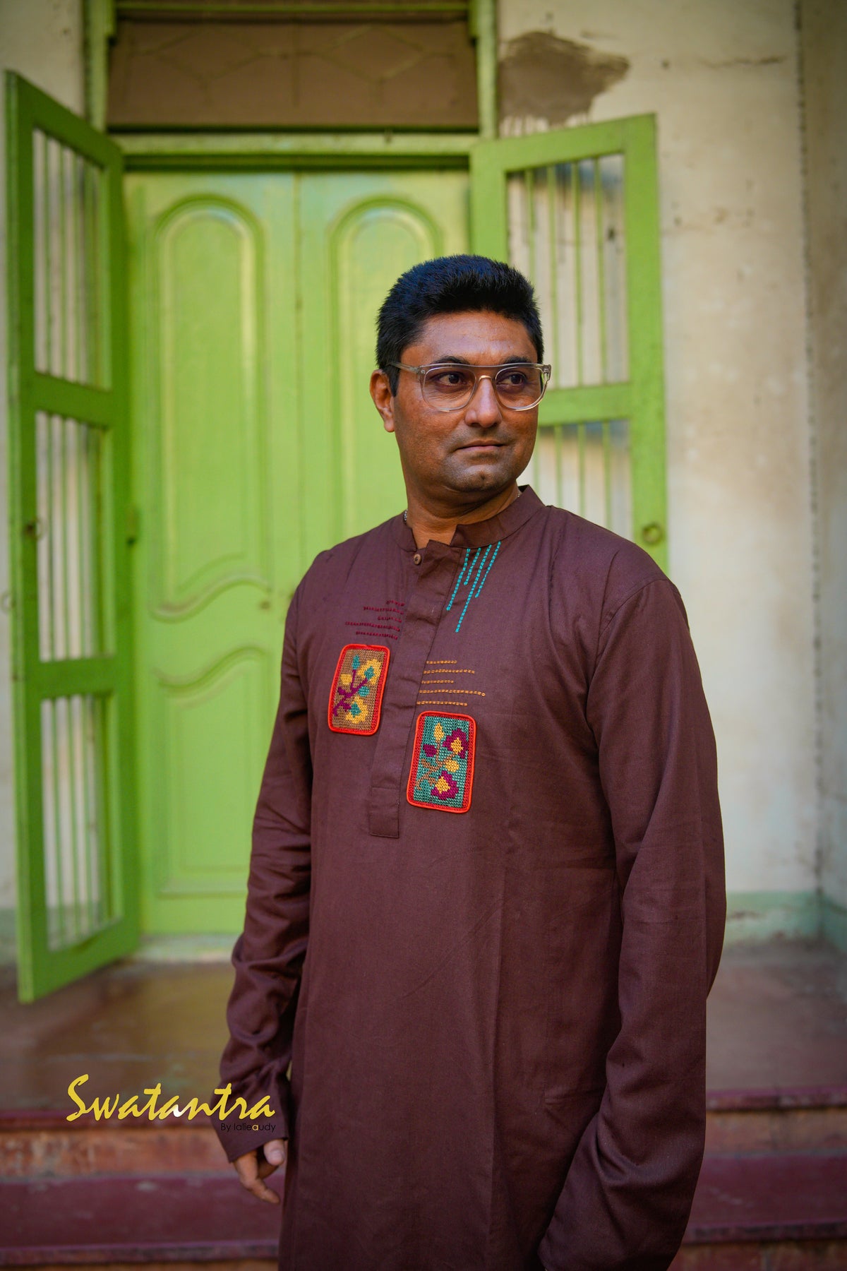 GK BROWN PATCHWORK RANADEB KURTA