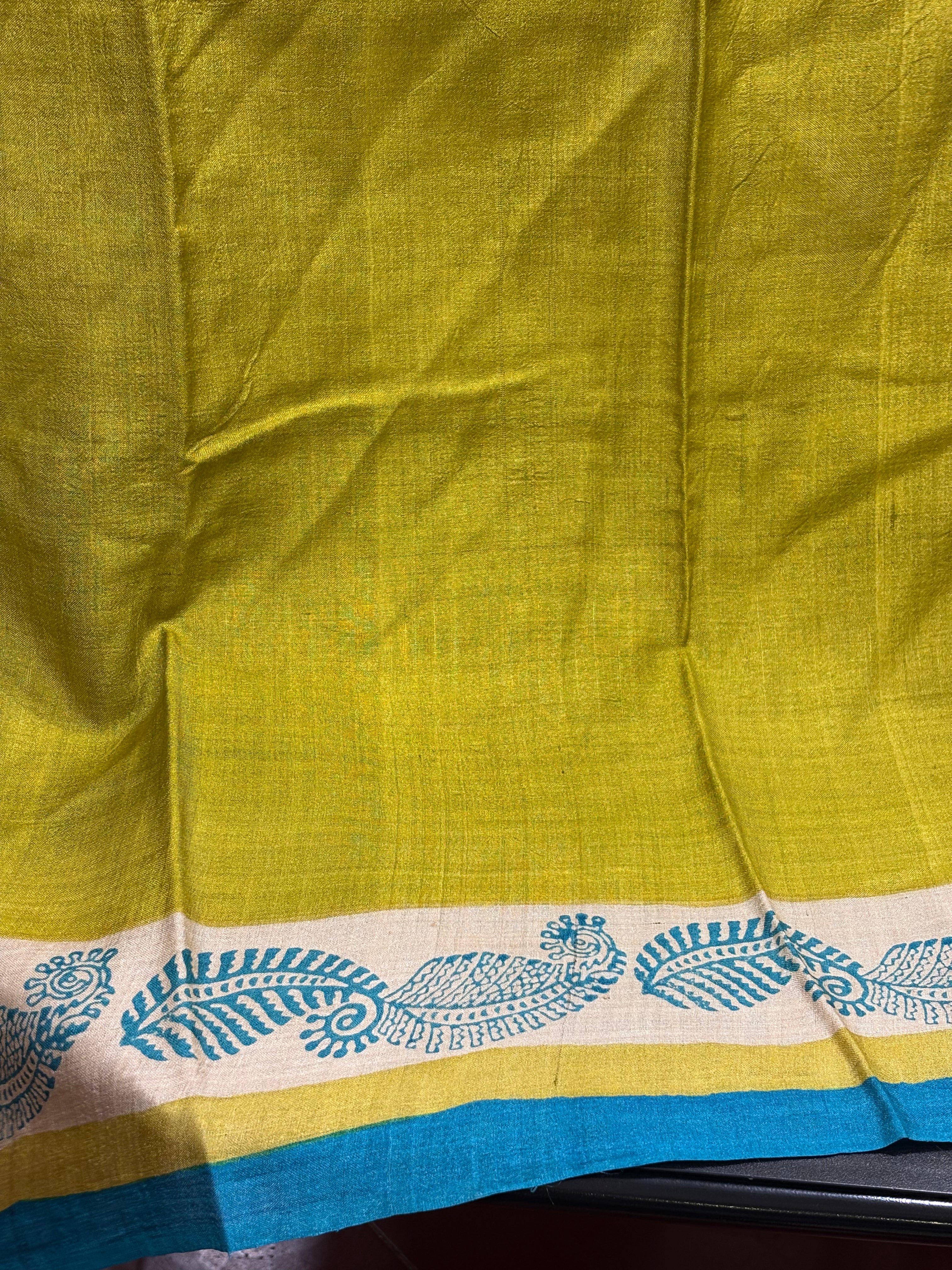 SAREE TUSSER GREEN-BLUE AUDY
