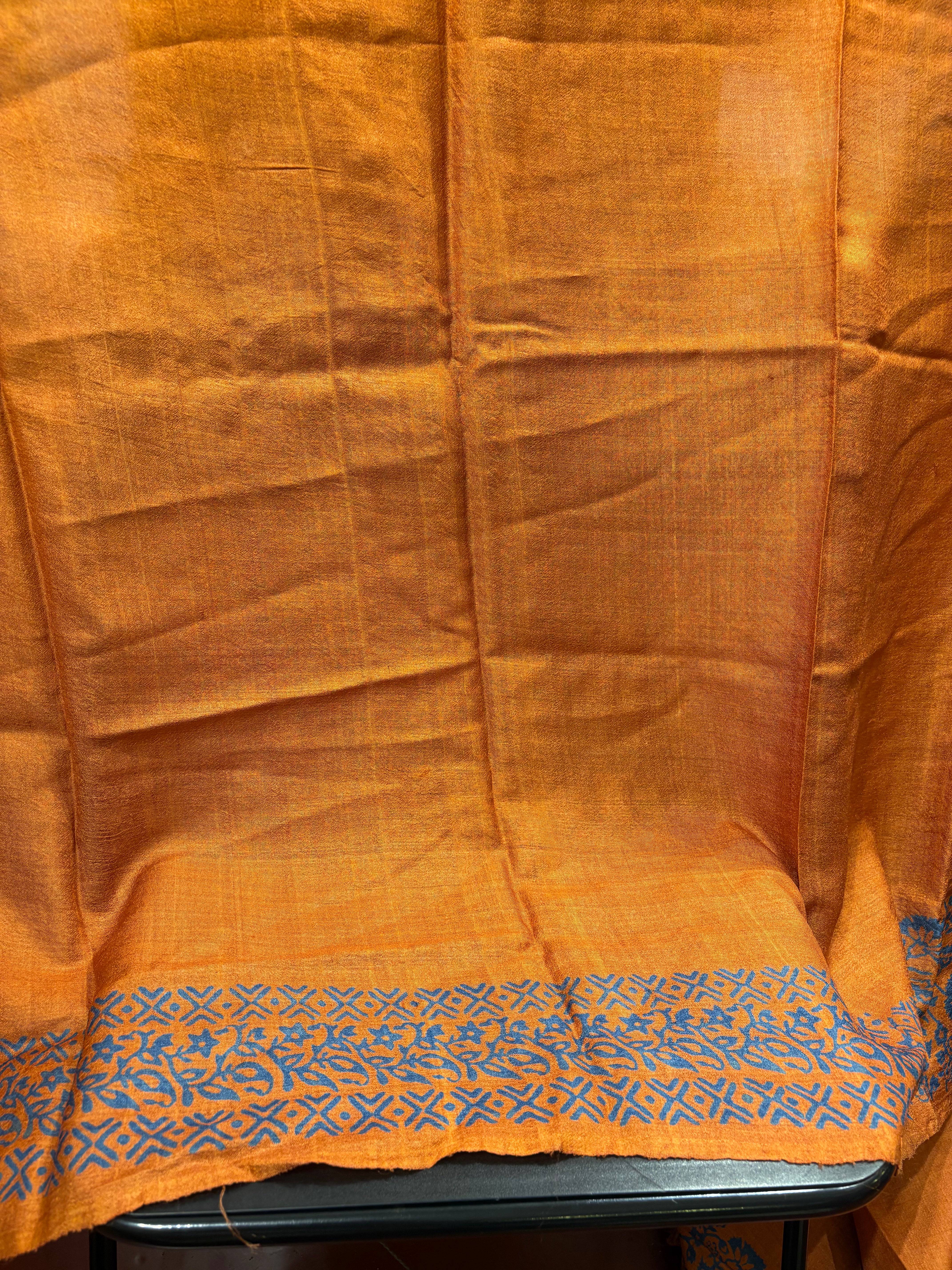 SAREE TUSSER RUST-BLUE AUDY