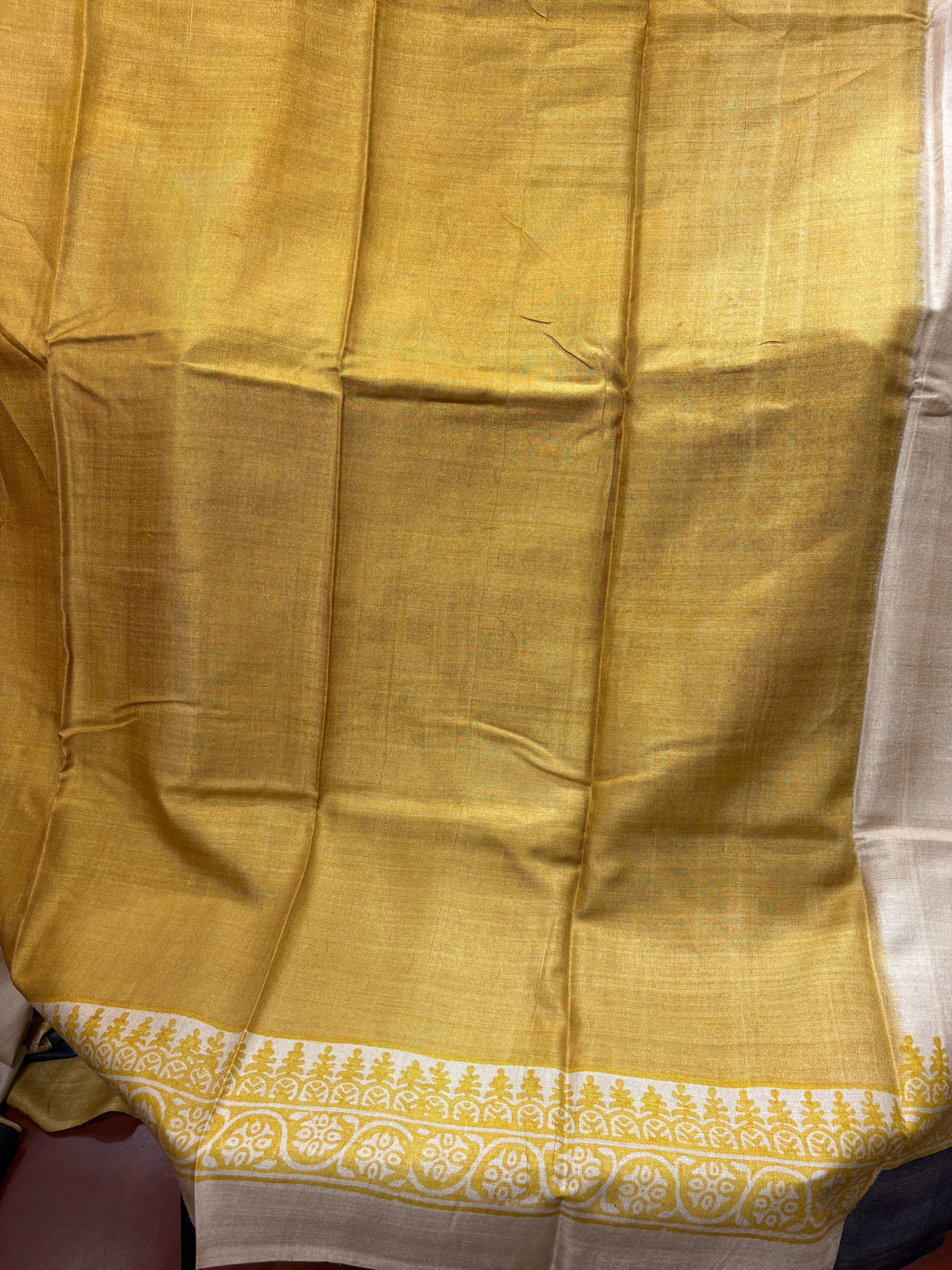 SAREE TUSSER BLACK AND MUSTARD LALIE