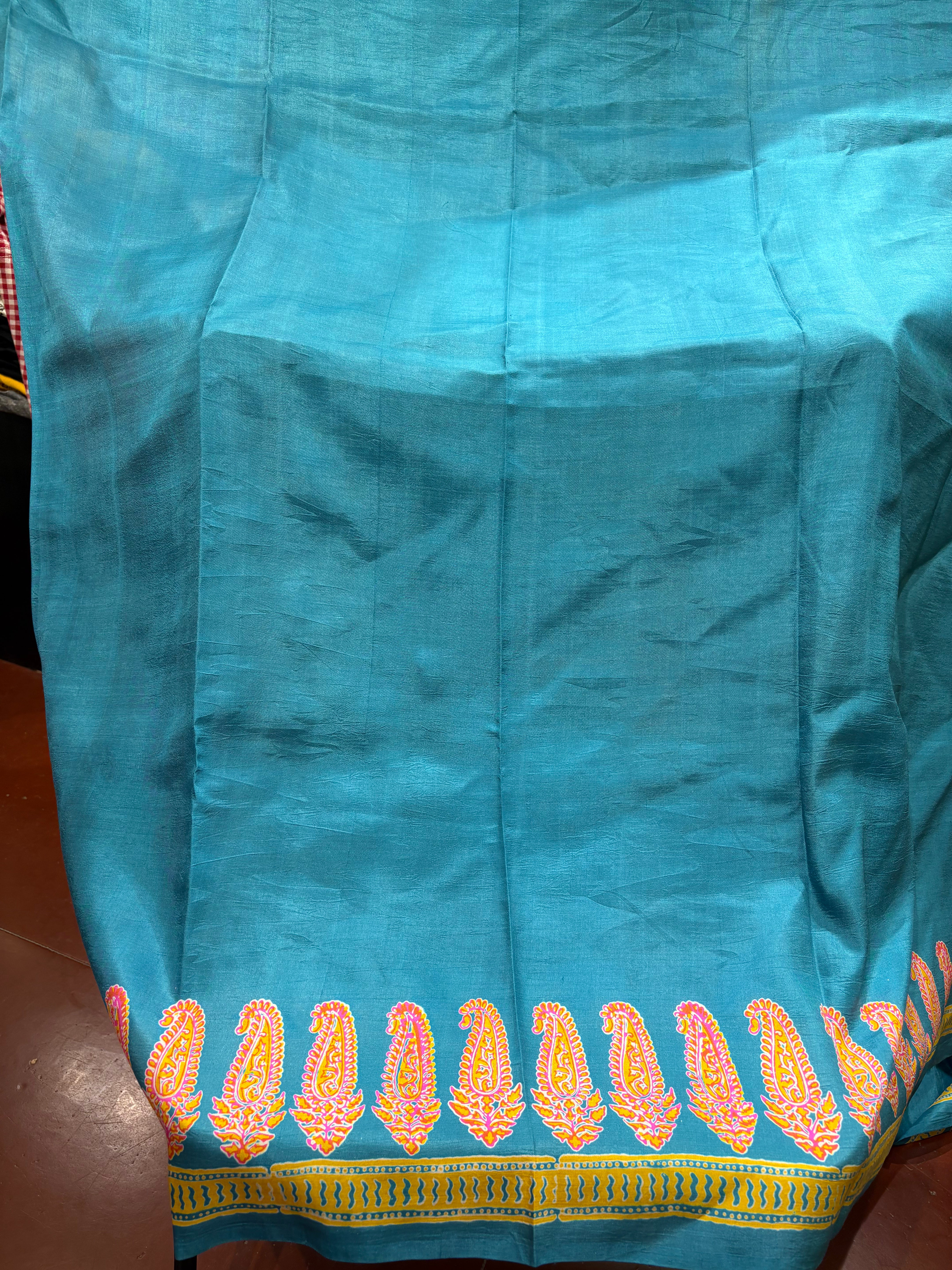 SAREE SILK T.BLUE DISCHARGE PRNT LALIE