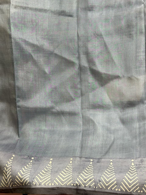 SAREE SILK OFFWHITE-ASH AUDY