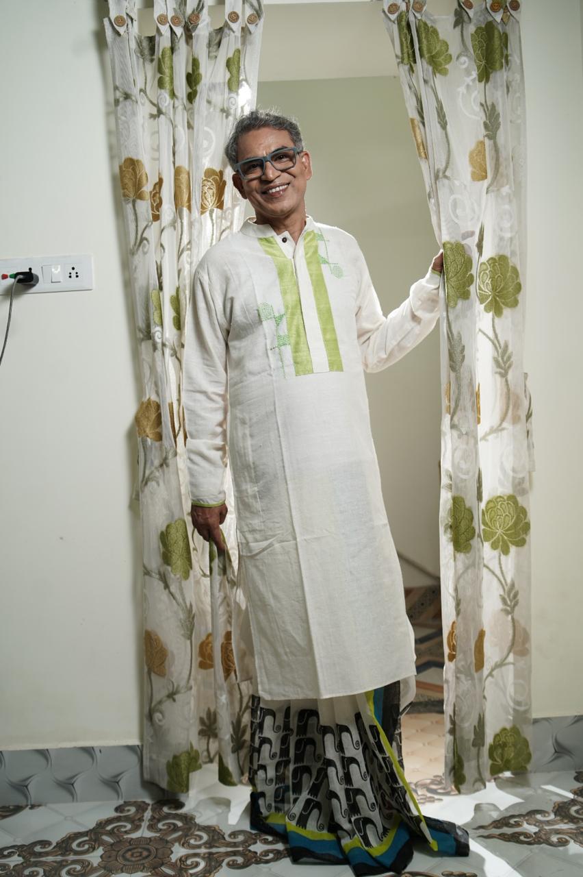 DHOTI OFFWHITE GREEN MALAY